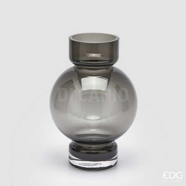 Vaso sfera con piede h.25 d.17 dark grey edg - Principale