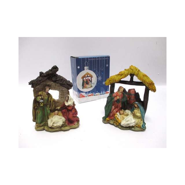 Nativita media c_retro capanna tronchi h. 17,7x10,8x5,8cm.2ass.ti creare - Principale