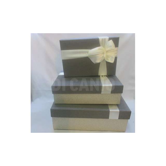Set 3scatole carta rett. c_fiocco h.11x25x33,5cm. (gr) creare - Principale