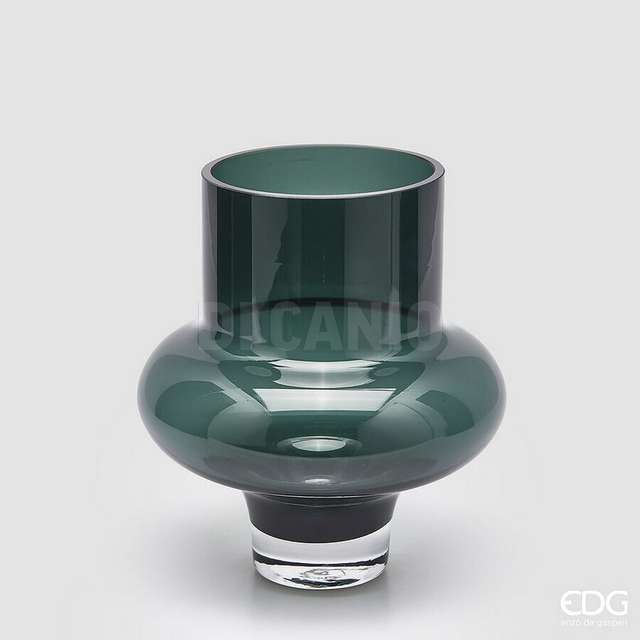 Vaso disco con piede h.22 d.20 teal edg - Principale