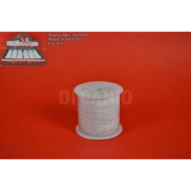 Rotolo cordoncino pailettes 5 mt in display bianco d.e. - Principale