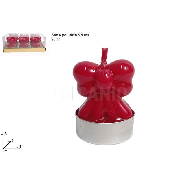 Candela fiocco 25gr x 6 pz rosso - Principale