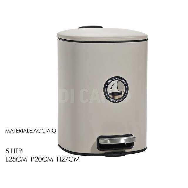 Pattumiera quadrata con pedale 5 lt, tortora - Principale