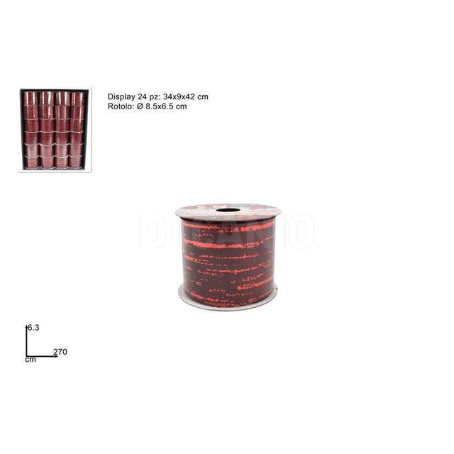 Nastro 6 3x270cm velluto righe rosso hj2021-688-6.3 - Principale