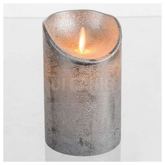 Candela 7,5cm argento led classic fiamma h12,5cm lotti 44487 - Principale