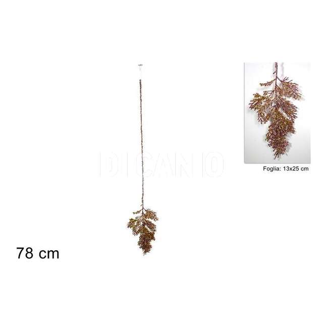 Pendente foglia 25cm glitterata con paillette rosa antico - Principale