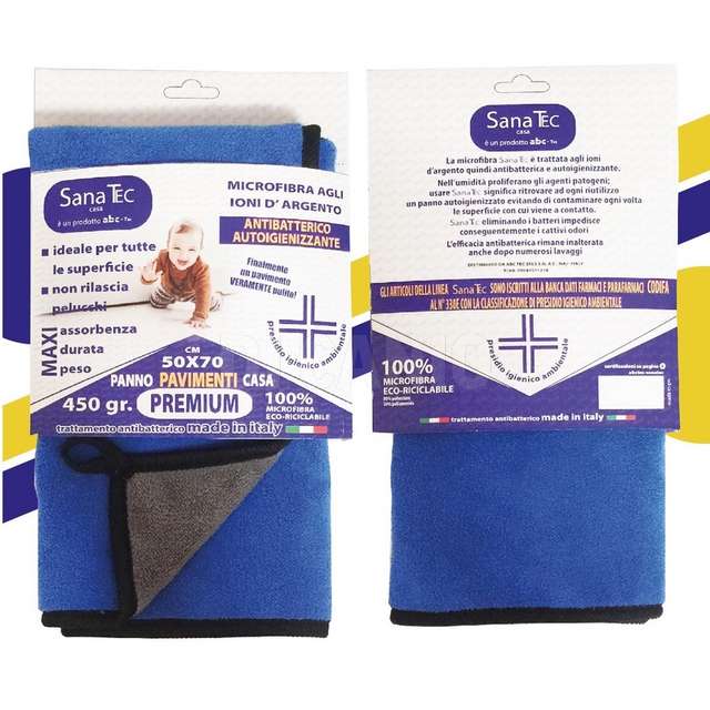 Sanatec panno bicolore 50x70 microfibraantibatterico ioni d_argento - Principale
