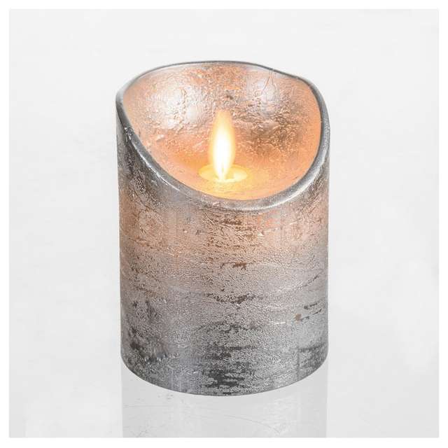 Candela 7,5cm argento led classic fiamma h10cm lotti 44470 - Principale