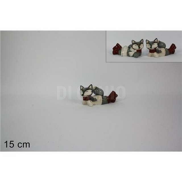 Volpe sdraiata ceramica 15cm 2ass art. hy7275r-2_hy8223r-2.ca009573 - Principale
