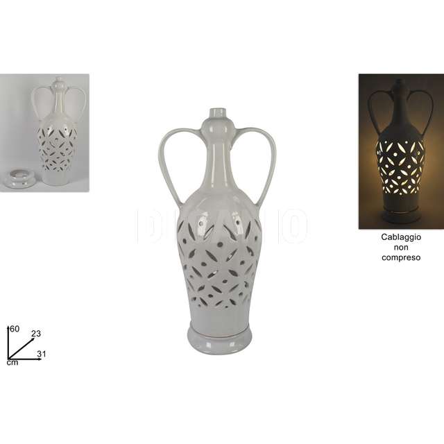 Anfora lanterna c manici 60cm bianca - Principale
