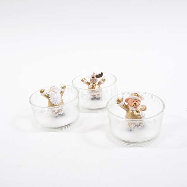 Candela christmas hurr? in vaso di vetro diam.10.8xh.8cm design assortiti - Principale