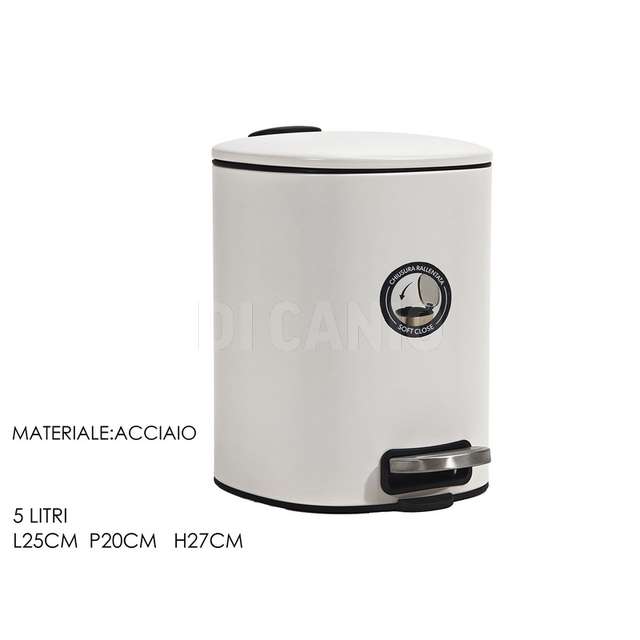 Pattumiera quadrata con pedale 5 lt. bianza - Principale