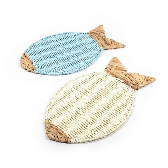 Sottopiatto pesce in banano e carta intrecciata cm.49x29x1 - Principale