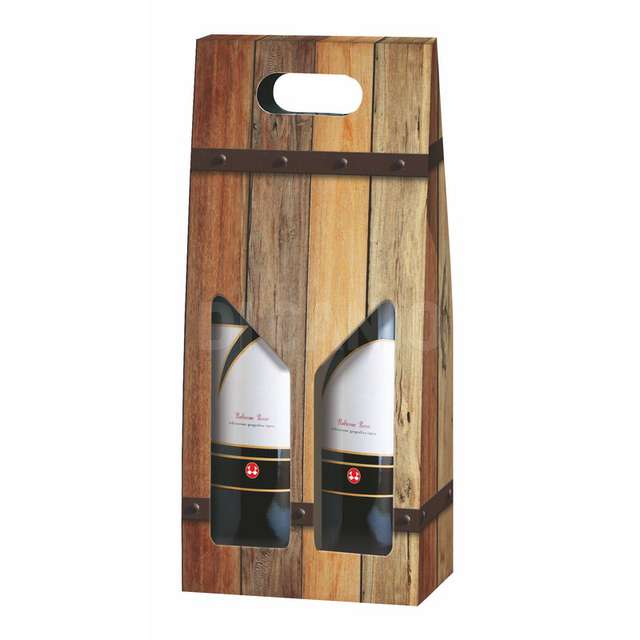 Scatola cartone vino colore rovere goffrato 2 posti fag.-c2-14-19- - Principale