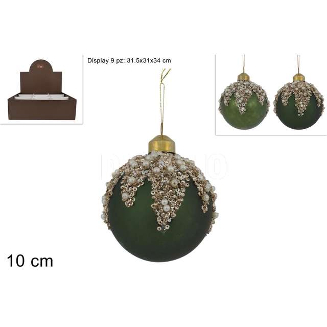 Palla vetro 10 cm verde cperline 2 ass in display - Principale