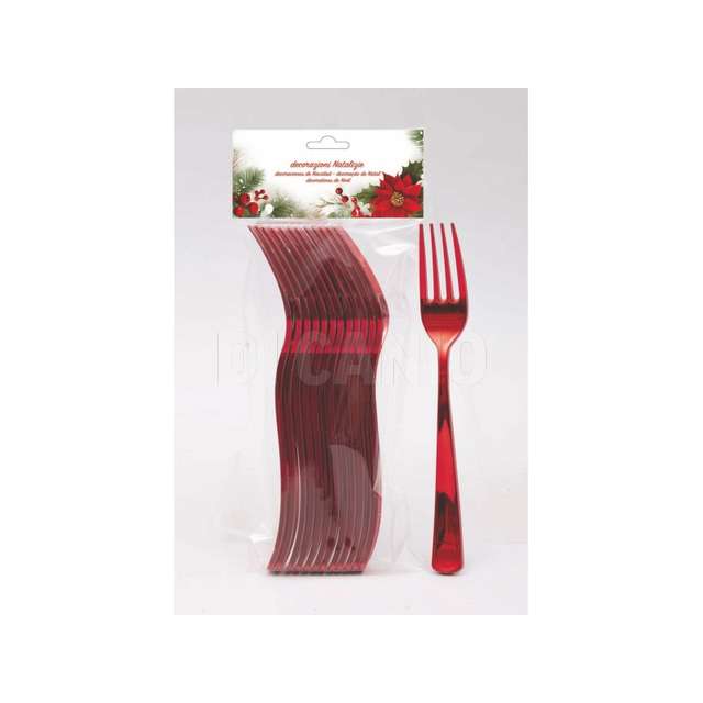 12 forchette plastica rosse cm.19 in bst - Principale