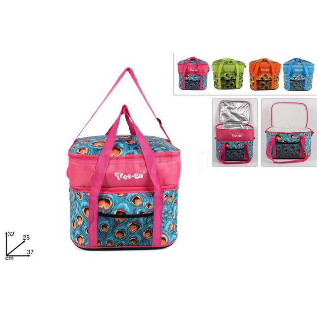 Bauletto frigo fantasia pavone con doppio fondo rigido colori ass - Principale