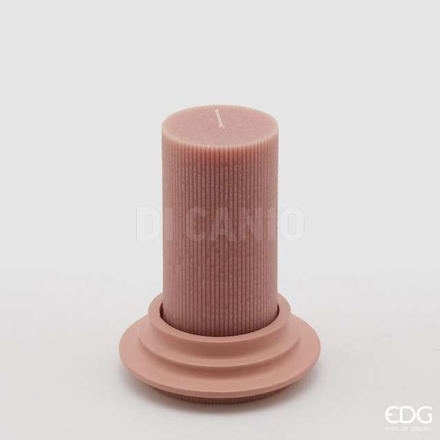 Candela dorica c/piatto h15 d8 pink edg - Principale