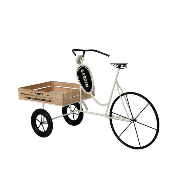 Portafiori bicicletta 3 ruote in metallo e legno 151x56xh.89 cm - Principale