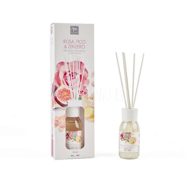 Diffusore di essenza con bacchetti in cotone 125 ml fico rosa zenzero - Principale