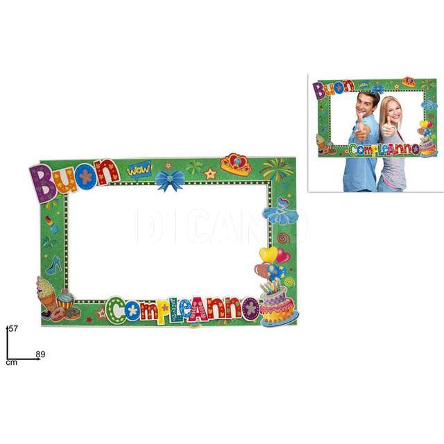 Cornice selfie photo booth buon compleanno verde - Principale