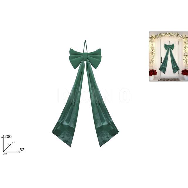 Fiocco natalizio verde velluto 62x200cm - Principale