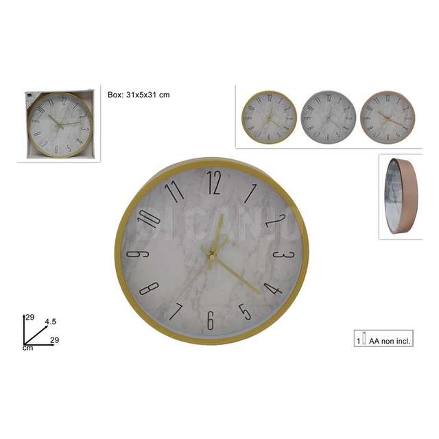 Orologio tondo da muro effetto marmo 3 colori - Principale