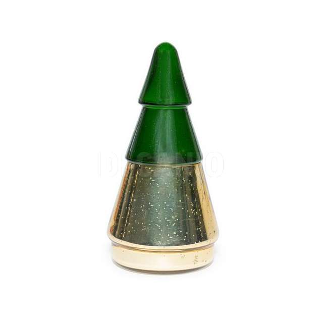 Candela profumata in cofanetto albero di vetro oro-verde diam.11xh.21cm - - Principale