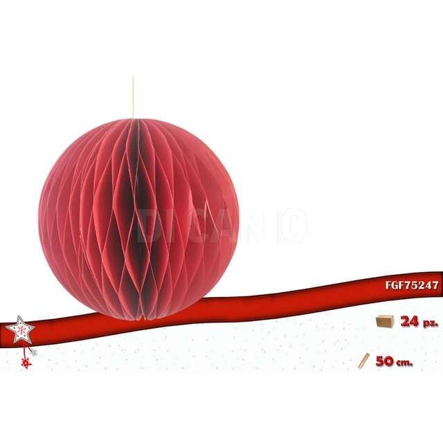 Decorazioni carta mod. sfera col. rosso cm 50 - Principale