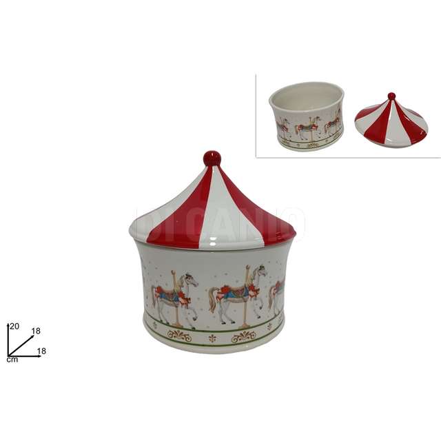 Barattolo ceramica 18 cm. diam decoro cavalluccio - Principale