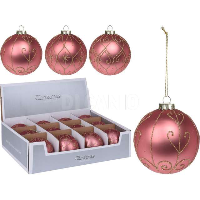 Sfera vetro rosa 10cm 3 ass - Principale