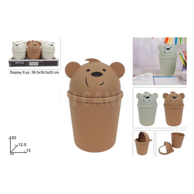 Cestino plastica orsetto 2 colori - Principale