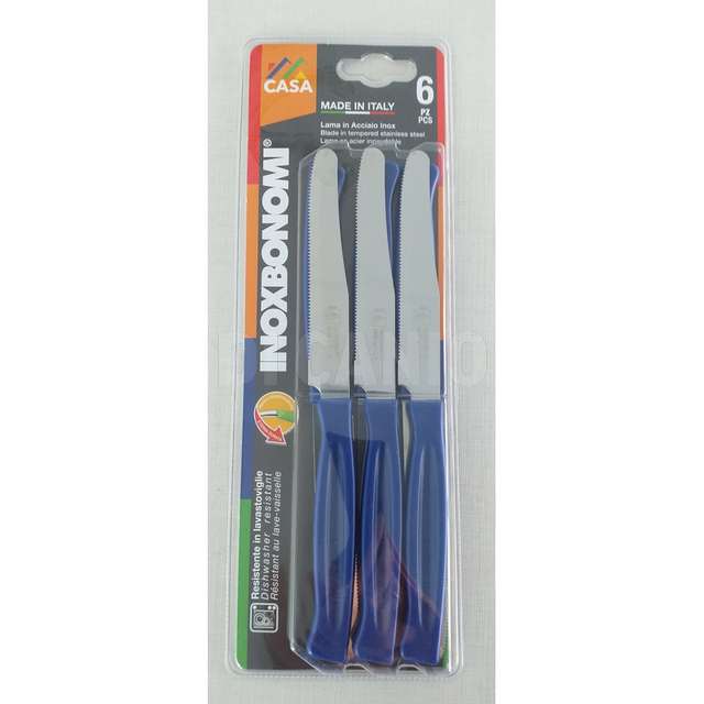 Blister 6 pz. coltello tavola bivalva blu bonomi - Principale