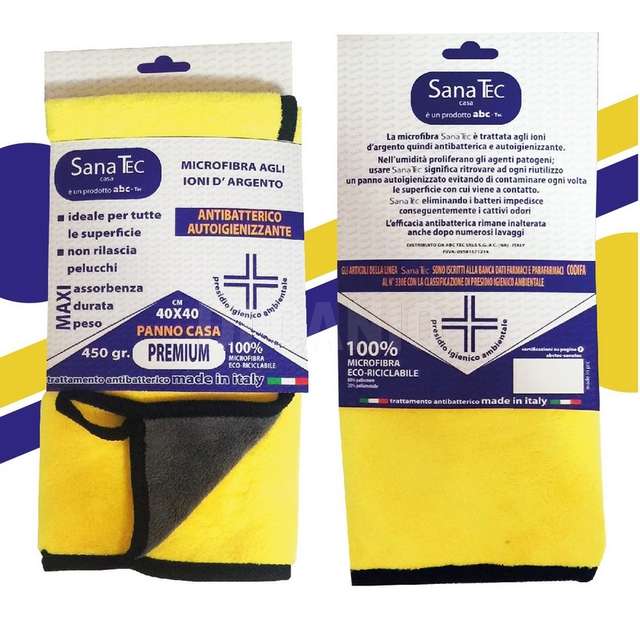 Sanatec panno bicolore 40x40 microfibraantibatterico ioni d_argento - Principale