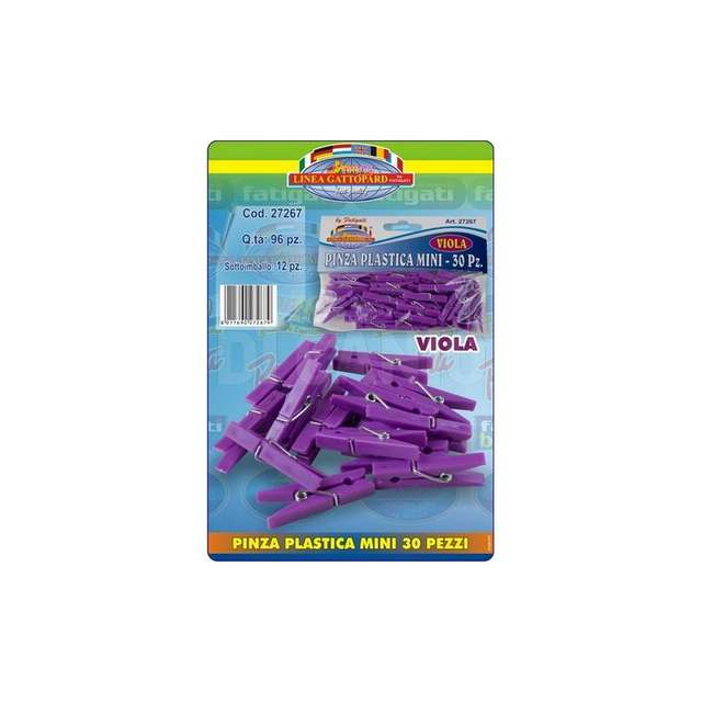 Pinza plastica mini 30pz viola - Principale