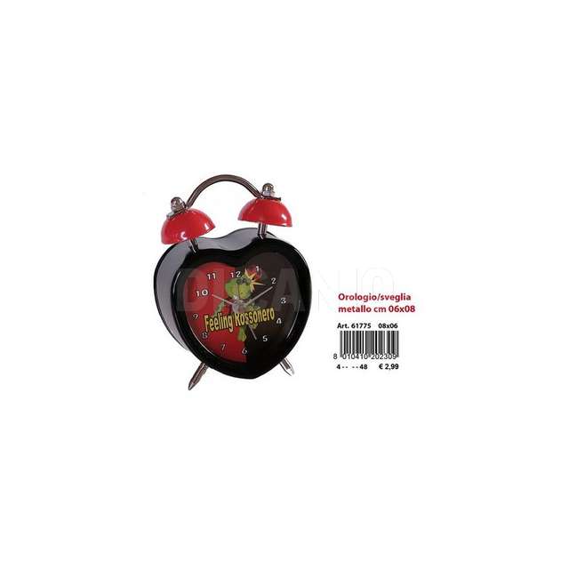 Orologio metal. cuore rossoneri cm.6 (48) lar - Principale