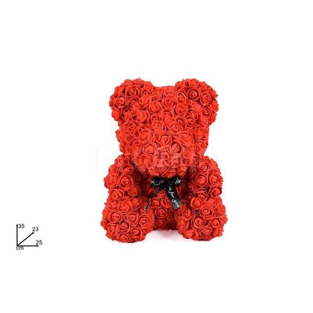 Orso di rose rosse con fiocco cm.35 - Principale