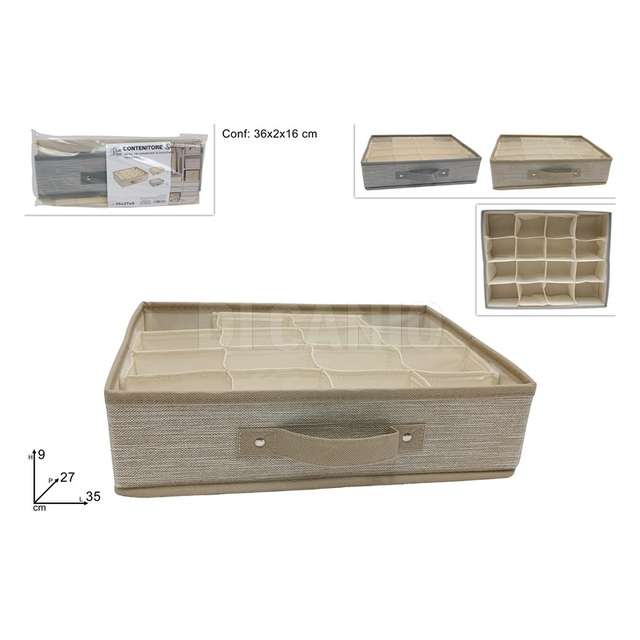 Organizer armadio 16 posti in tessuto 35x27x9 2 colori - Principale