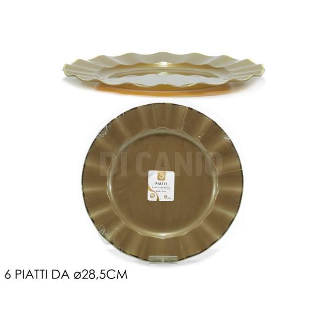 Set 6 piatti dm. 28.5cm beige c/bordo oro - Principale
