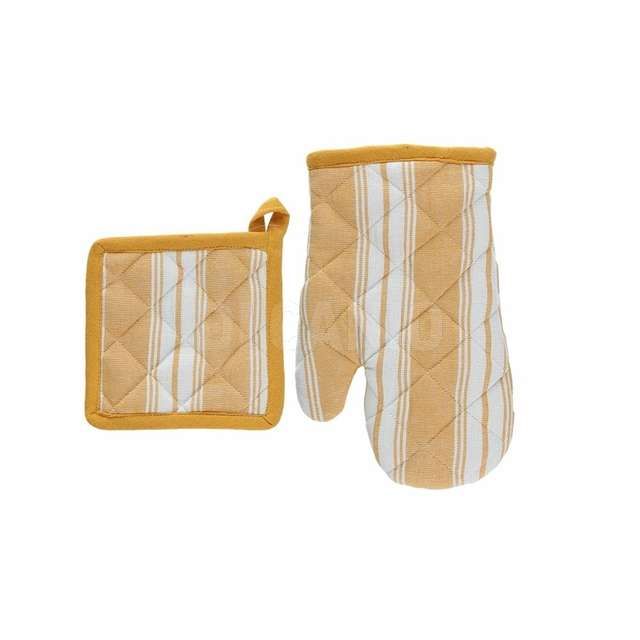 Set guanto forno + presina textile giallo - Principale