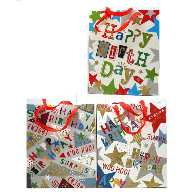 Borsa carta grande 42x30x12 compleanno 4 assortito - Principale