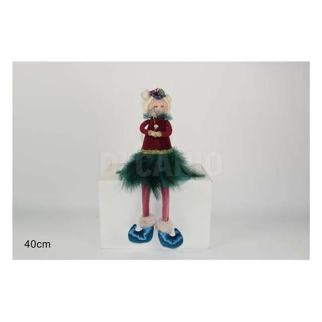 Bambola seduta gmv con vestito velluto bordeaux - Principale