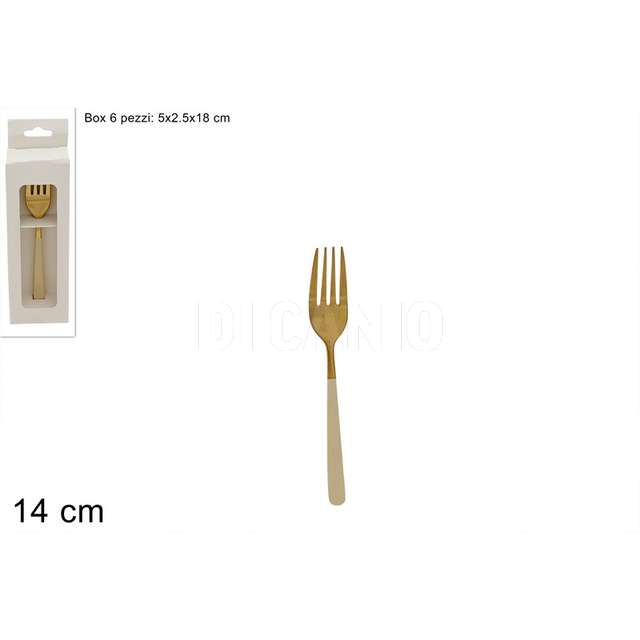 Forchettine in acciaio set 6pz oro beige - Principale