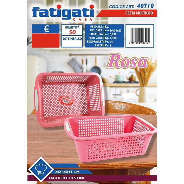 Cesta multiuso 24x11x34cm rosa - Principale