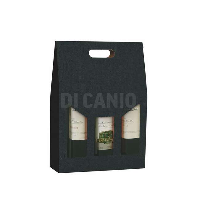 Scatola cartone vino colore nero goffrato 3 posti fag - Principale