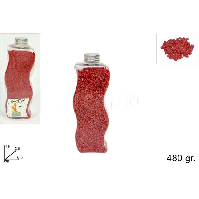 Bottiglia sabbia colorata 480gr rosso - Principale