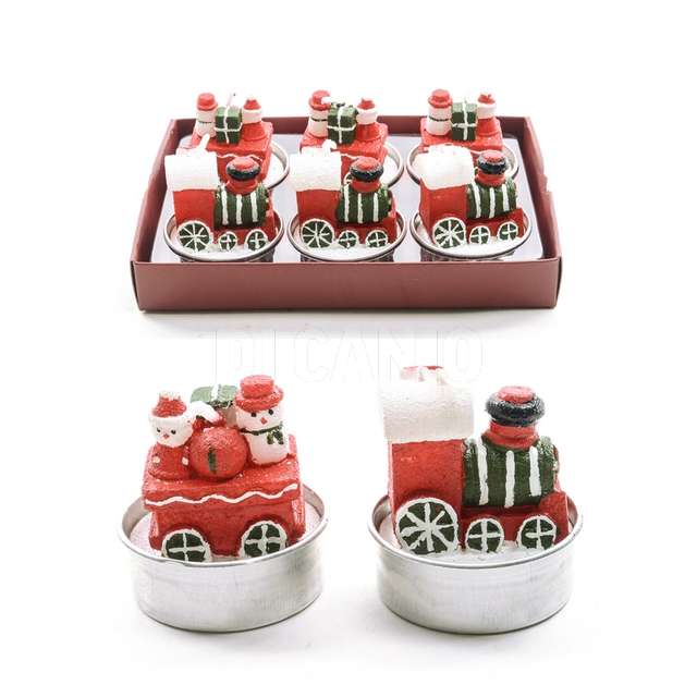 Set 6 tealight in cera 4x4xh.4.5 cm design assortiti in scatola regalo - Principale