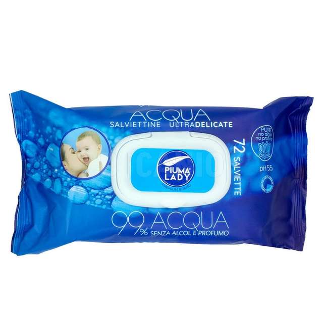 Salviettine piuma lady acqua 72 pezziipoallergeniche. - Principale