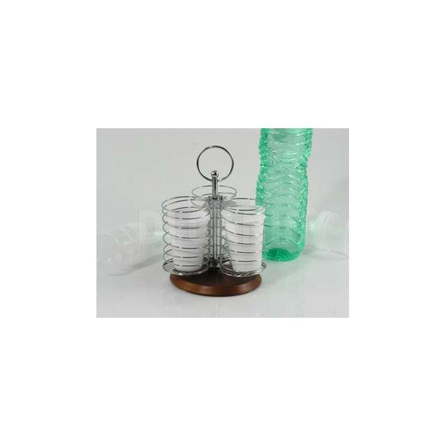 Portabicchieri girevole h.22.5 filo inoxbase legno - Principale