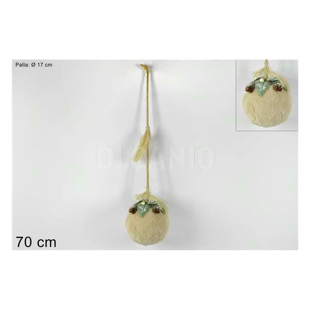 Appendino palla con pelliccia pigne bacche rosa 17cm dy211105b - Principale